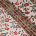 Brown synthetic chiffon fabric with multicolor print having jacquard in floral design-D13771 Regal Fabrics