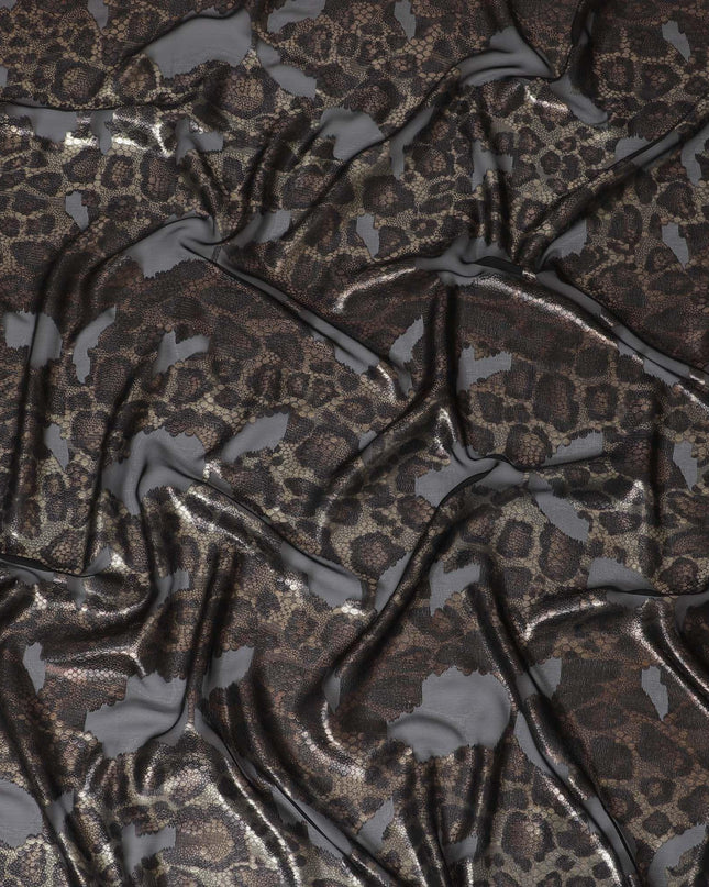 Black Premium pure French (Fransawi) silk chiffon fabric with multicolor metallic lurex in fancy design-D15644