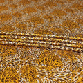 Grey premium 100% Pure silk satin fabric with black and mustard yellow print in animal skin design-D9291