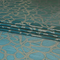 Sea Blue Pure silk chiffon fabric with gold metallic lurex in abstract design-D7982 Regal Fabrics