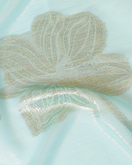Electric blue synthetic chiffon fabric with multicolor metallic lurex in Abstract design-D7954 Regal Fabrics