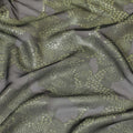 Black pure Premium French (Fransawi) silk chiffon fabric with neon green metallic lurex in fancy design-D8275
