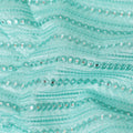 Turquoise blue premium silk brocade fabric with same tone embroidery having mirror work in fancy design-D12460 Regal Fabrics