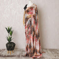 Off white synthetic satin saree with multicolor print having stone work in fancy deisgn-D15514