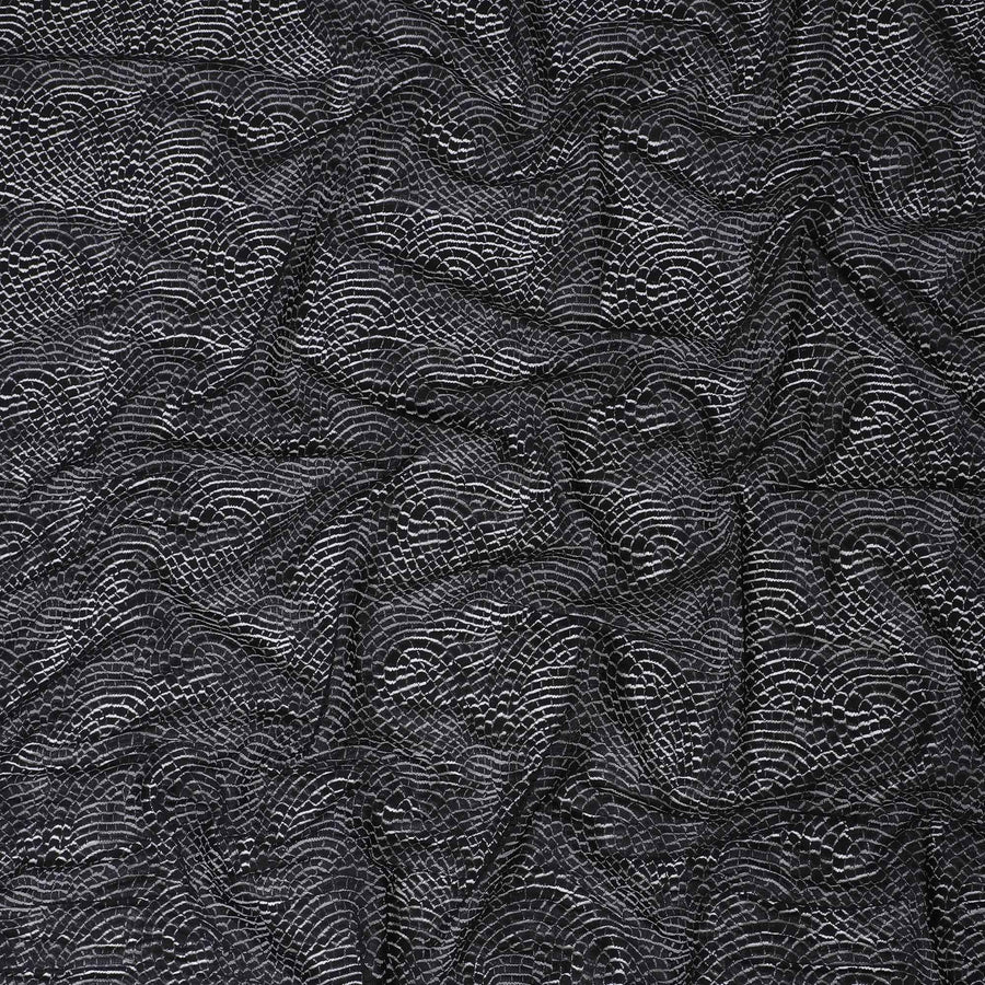 Black lace fabric with same tone embroidery in fancy design-D11791