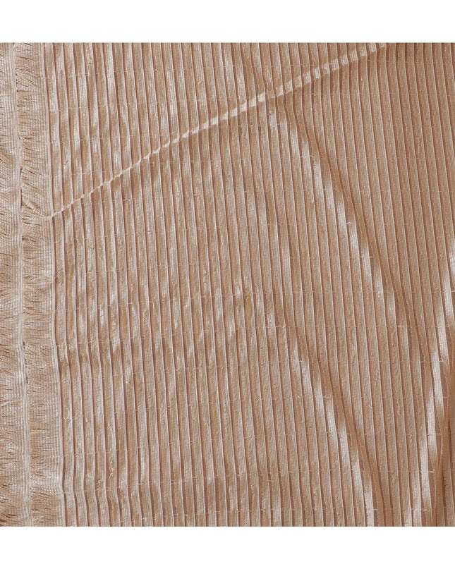 Gold fancy nylon tulle fabric with same tone embroidery in stripe design-D9185 Regal Fabrics
