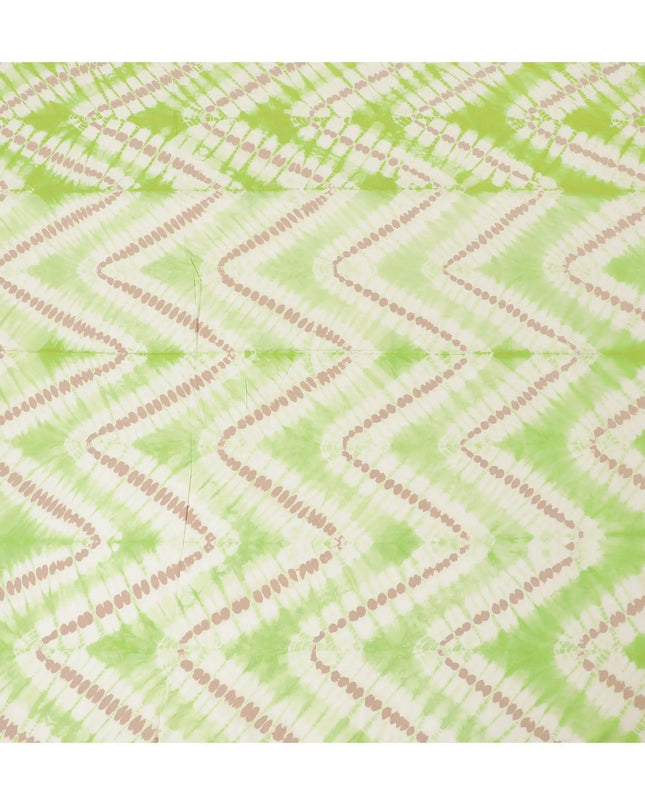 Mint green, light beige, pale brown blended viscose fabric with tie and die print in fancy design-D12467 Regal Fabrics