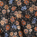 Black viscose crepe printed fabric with multi colour prints in floral design-D11158