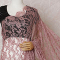 Salmon pink Premium pure French chantilly lace saree having stone work in floral deisgn-D14599 Regal Fabrics