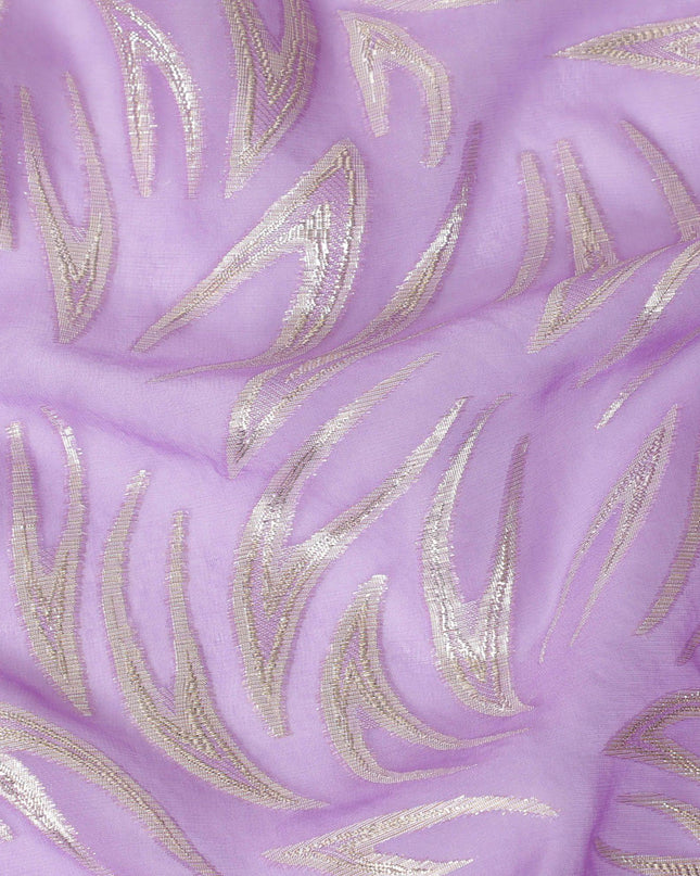 قماش شيفون من الحرير الخالص الفاخر مع لوريكس معدني ذهبي بتصميم تجريدي -D14159