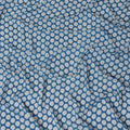 Olympic blue premium pure silk crepe fabric with white print in abstract design-D12077 Regal Fabrics
