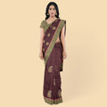 Maroon art silk saree with multicolor embroidery in paisleyl design-D12774 Regal Fabrics