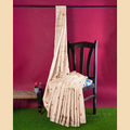 Peach linen saree with multicolor embroidery in floral design-D12799 Regal Fabrics