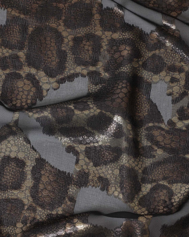 Black Premium pure French (Fransawi) silk chiffon fabric with multicolor metallic lurex in fancy design-D15644