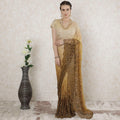 Gold to mustard brown Premium Pure French chantilly lace saree having stone work in Ombre design-D14490
