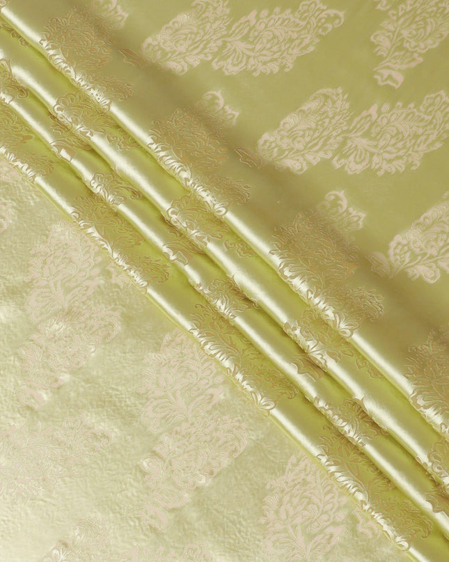 قماش شيفون حريري نقي فاخر باللون الأخضر النعناعي بتصميم زهور-D13112