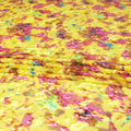 Sunflower yellow Italian Premium silk chiffon dirac (makmal) fabric with multicolor print and velvet jacquard in floral design-D8661 Regal Fabrics