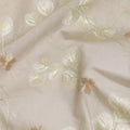 Pale brown premium pure cotton voile fabric with same tone and beige embroidery in floral design-D13614