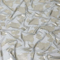 Stone grey Premium pure silk chiffon fabric with gold metallic lurex in Leaf design-D9716 Regal Fabrics