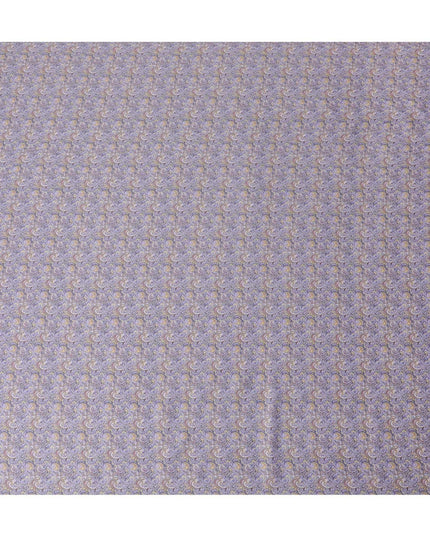 Royal blue cotton satin fabric with mustard yellow, scarlet red and lavender print in Paisley design-D11925 Regal Fabrics