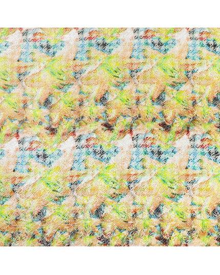 Multicolor Italian Premium silk chiffon dirac (makmal) fabric with velvet jacquard in floral design-D8655 Regal Fabrics