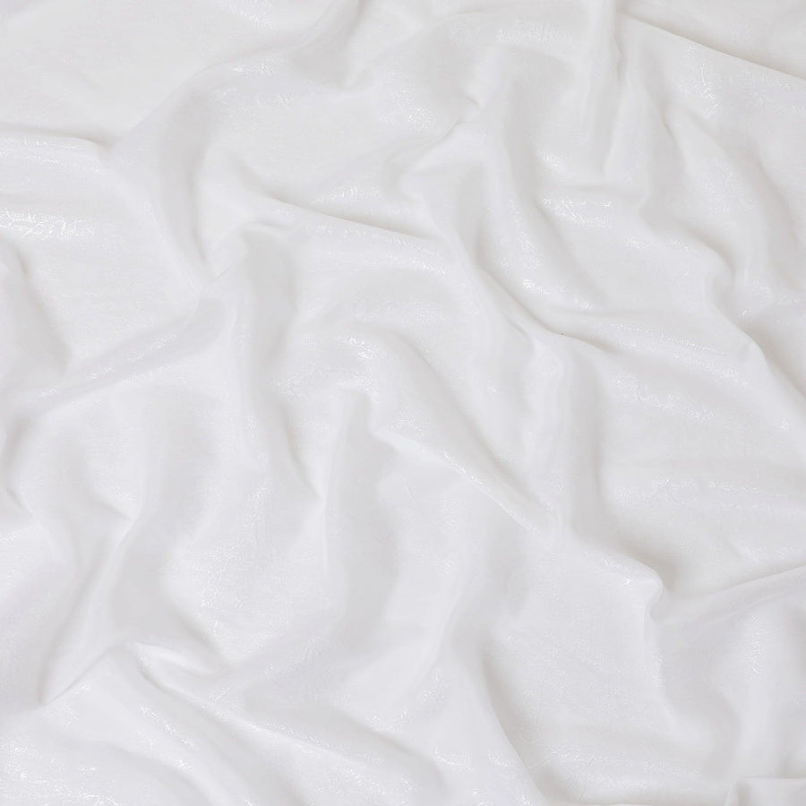 قماش شيفون حريري خالص أبيض فاخر مع لوريكس معدني بنفس اللون بتصميم زهور -D10162