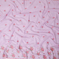 Light lavender cotton voile fabric with hot pink and sage green embroidery in floral design-D12463