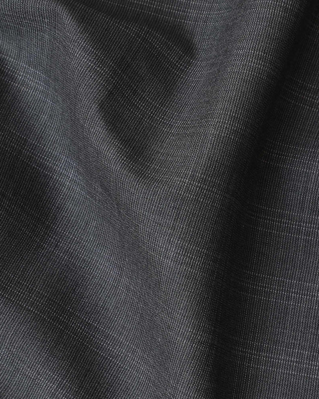 Charcoal grey Premium Italian wool suiting fabric with off white checks design-D11448