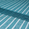 Ocean blue nylon tulle fabric with same tone embroidery and sequins in stripe design-D6671