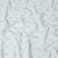 White cotton voile fabric with same tone and turquoise green embroidery in Leaf design-D9772 Regal Fabrics