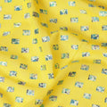 Sun flower yellow premium Swiss cotton voile thobe with teal blue and forest green clip cord design-D11632