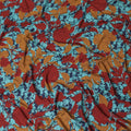 Blue premium Italian viscose fabric with multicolor print in floral design-D12532