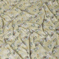 Sage green synthetic crepe fabric with multicolor print having stone work in floral design-D15312