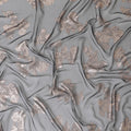 Black Premium pure French (Fransawi) silk chiffon fabric with copper metallic lurex in floral design-D9666