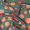 Forest green cotton voile fabric with squash orange and flax yellow print in polka dot design-D10358 Regal Fabrics