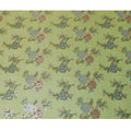 Paris green premium pure silk chiffon fabric with same tone, copper and blue metallic lurex in floral design-D13727