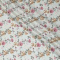Tea green sustainable Tencel rayon fabric with sandy brown, olive green, off white and taffy pink print in floral design-D10651