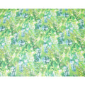 White Swiss 100% cotton voile fabric with baby blue, neon green, off white and bottle green print in floral design-D7200 Regal Fabrics