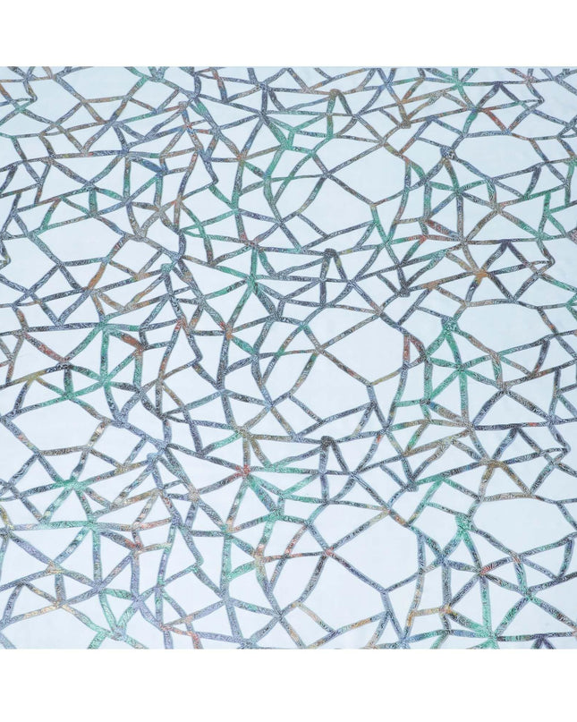 Baby blue Premium pure silk chiffon fabric with multitone metallic lurex in abstract design-D9658