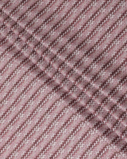 Cerise pink cotton satin fabric with multicolor print in abstract design-D15454