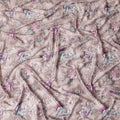 Light brown synthetic crepe fabric with multicolor print having stone work in floral design-D15311