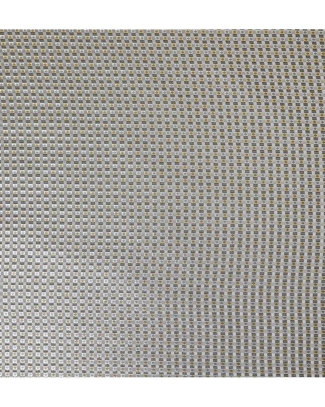 Black premium pure French (Fransawi) silk chiffon fabric with grey viscose having gold and silver metallic lurex in geometric design-D13849