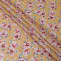 Mustard yellow blended viscose fabric with multicolor print in floral design-D13313 Regal Fabrics
