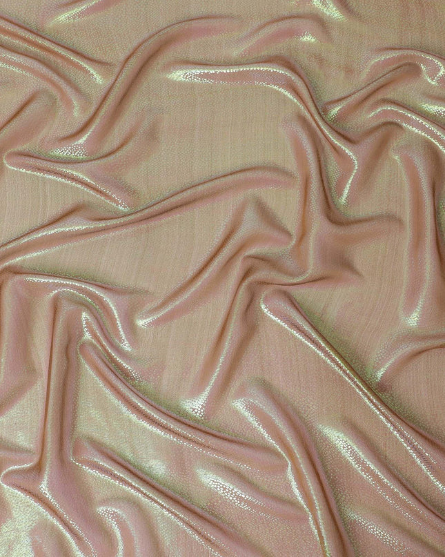 قماش شيفون حريري نقي فاخر باللون البني الزيتوني مع لوريكس معدني بنفس اللون بتصميم ذاتي-D13552
