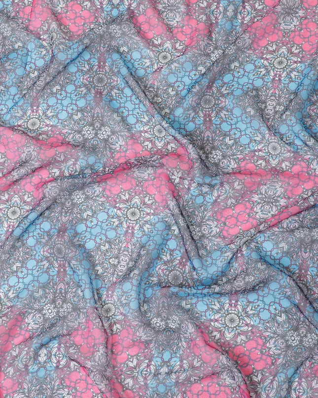 Multicolor printed synthetic chiffon fabric in floral design-D11016 Regal Fabrics