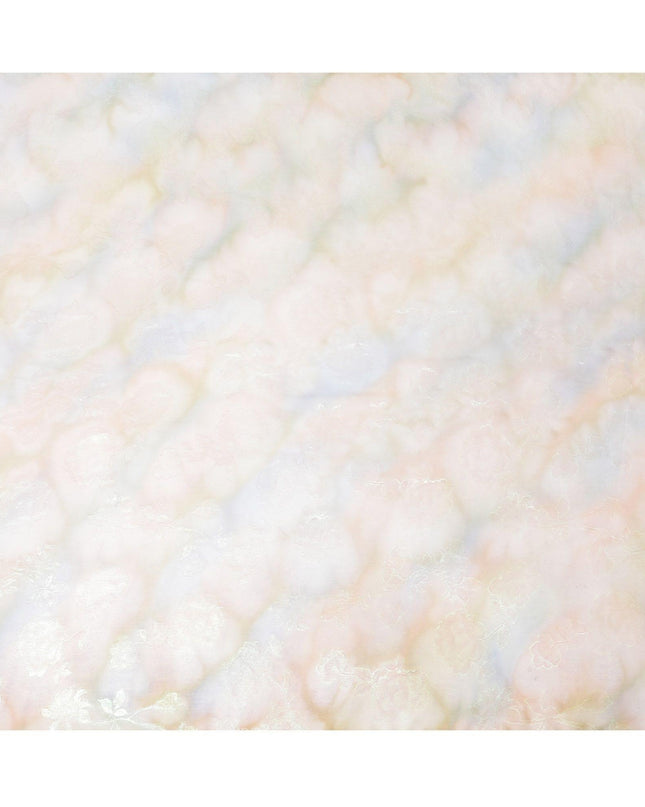 قماش شيفون حريري نقي فاخر متعدد الألوان مع لوريكس معدني أخضر نيون بتصميم زهور-D9679