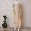 Light peach Premium pure silk crepe kameez with mint green embroidery, sequin work and stone work in floral design. Light peach plain salwar with same tone chiffon dupatta with same tone embroidery and bead work-D15577 Regal Fabrics