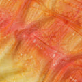 Tangerine orange & light yellow synthetic chiffon fabric with transparent sequins and embroidery in geometric design Regal Fabrics