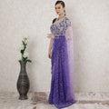 Light Lilac to purple Premium pure French chantilly lace saree in ombre design-D14531
