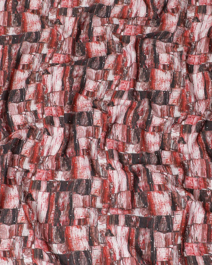 Multicolor synthetic crepe fabric having stone work in fancy design-D15303 - Regal Fabrics